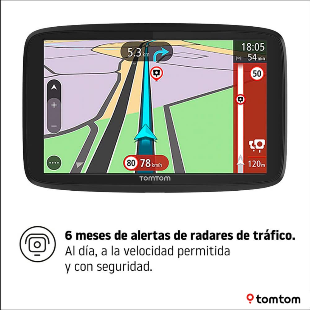 TomTom GPS para carvanas y autocaravanas con Pantalla de 6" GO Camper Tour, Actualizaciones Mediante Wi-Fi y Avisos de Radares de Tráfico, Mapas del Europa