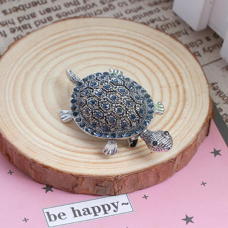 Miniatura 3 de Opexicos Broche de tortuga con diamantes de imitación de oro negro, 2 piezas, diseño creativo, broches de tortuga, accesorios, Metal Joya