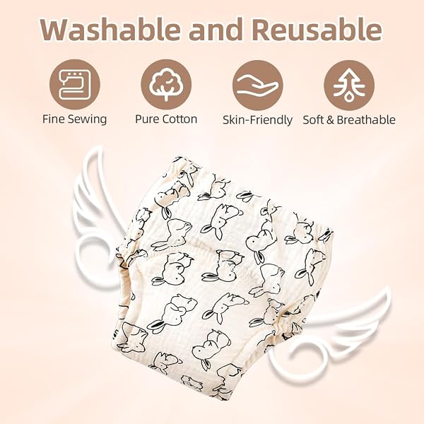 Aolso Cotone Mutandine di Apprendimento per Bambino,10PCS Pantaloni da Vasino,Pannolini Lavabili Riutilizzabile Copripannolino Neonato,Pannolini-A-110 - 4