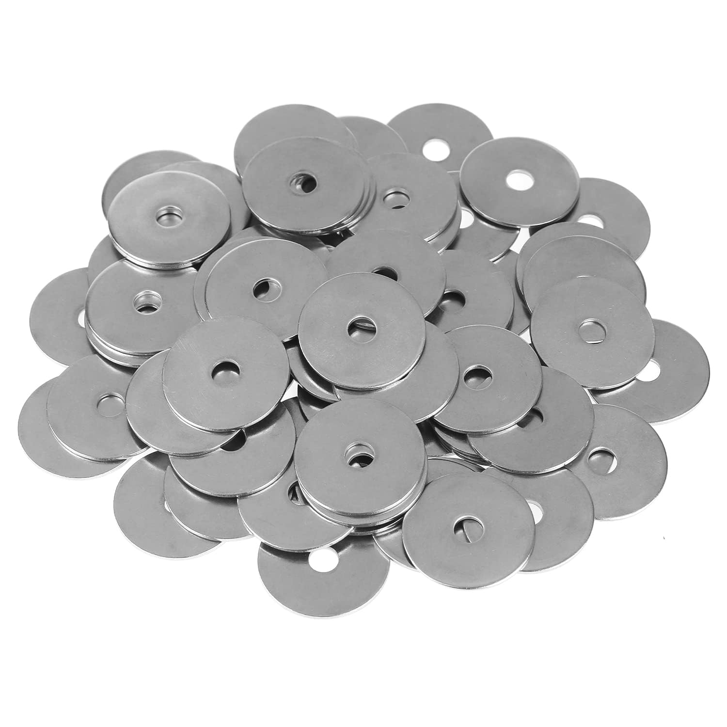 HELIFOUNER 40 Pieces 1/4" Stainless Flat Washers, 1-1/4" Outside Diameter, 0.055" Thickness, 18-8 (304) Stainless Steel Washers, Metal Washers, Fender Washers, Flat Washers for Bolts Screws — image 1