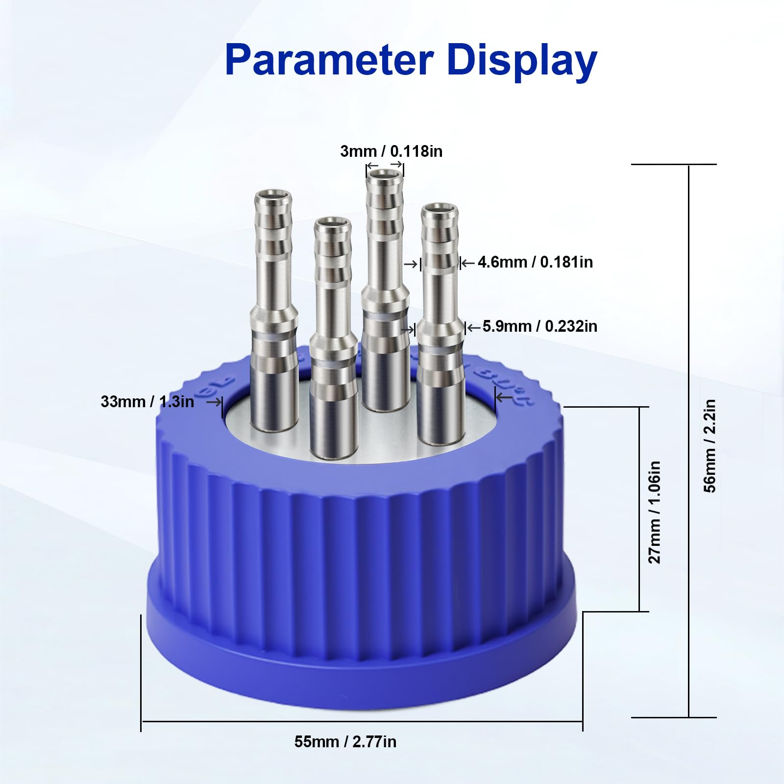 4-Port GL45 304 Stainless Steel Mobile Phase Filling Cap, Small — Amazon image 5