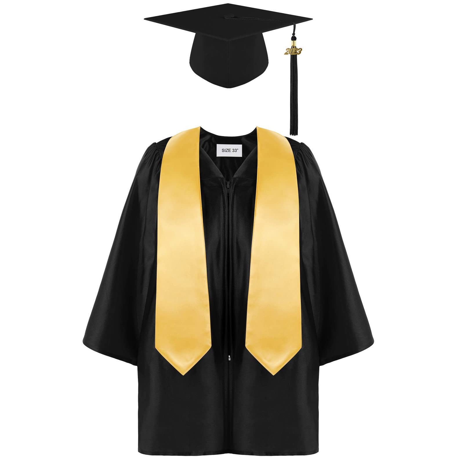 Baby Toddler Kids Girls Boys Preschool and Kindergarten Graduation Gown Cap Set with 2023 Tassel 2023 Charm Sets Clothes Black