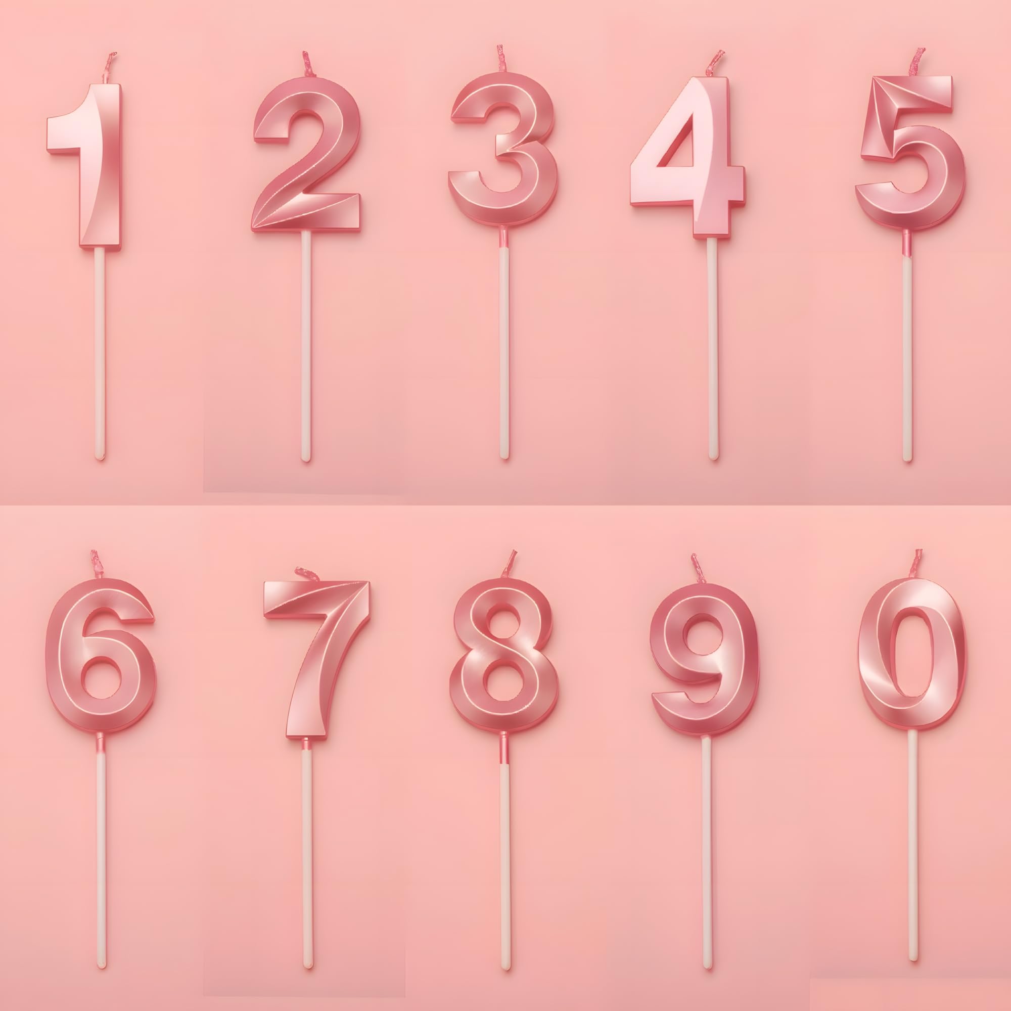 Juzfun Birthday Number Candles 2 for Cake Decoration Second Wedding Anniversary Party Celebration Metallic Pink Colour Size : Width 5 x Height 7 CM 3