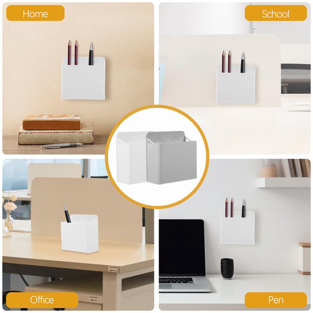 Cabilock Organizador de Bolígrafos Ventosa para Pizarra, Portabolígrafos Abs Resistente, Color Gris y, 8 Unidades para Oficina y Material Escolar