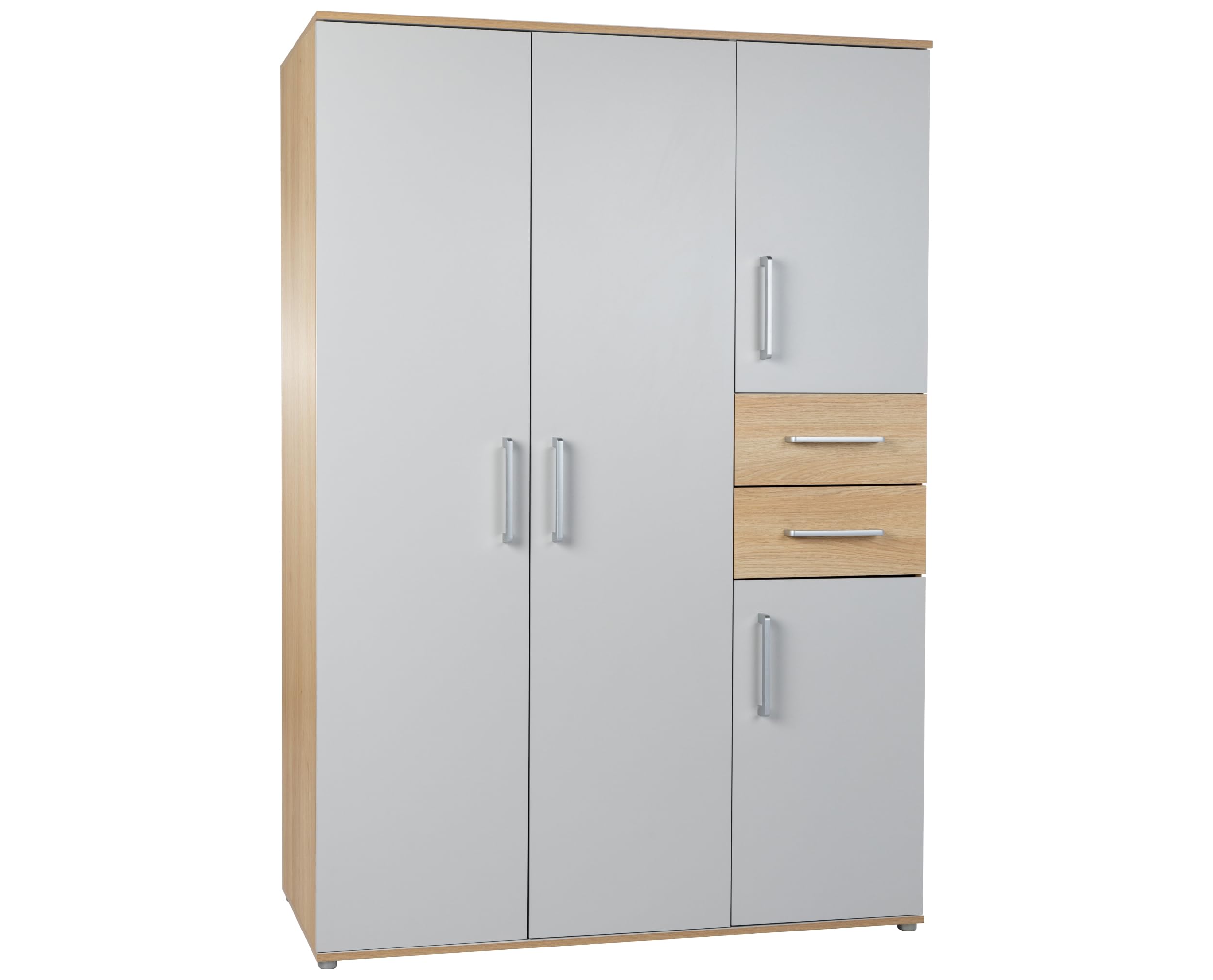 3-teiliges Babyzimmer Set Elina, Kleiderschrank, Wickelkommode, Babybett 70x140 cm, Lichtgrau/Nagano Oak
