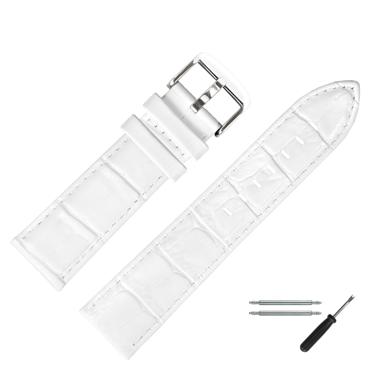 MARBURGER Uhrenarmband 22mm Leder Kroko Prägung - Werkzeug Montage Set 78922