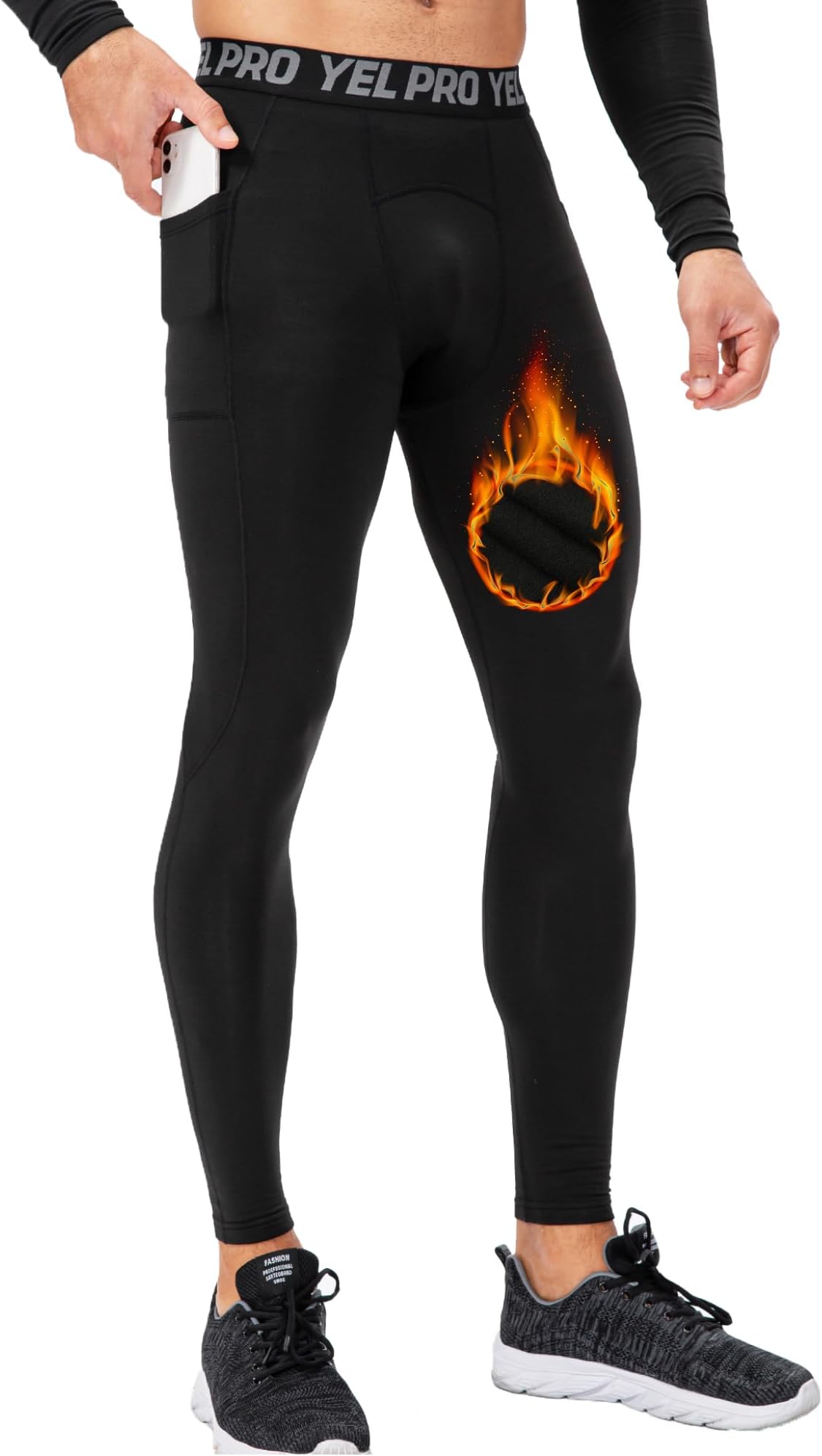 SPVISE 1 or 2 Pack Men's Thermal Compression Pants Fleece Lined Sports Leggings Tights Cold Weather Base Layer Bottoms Winter