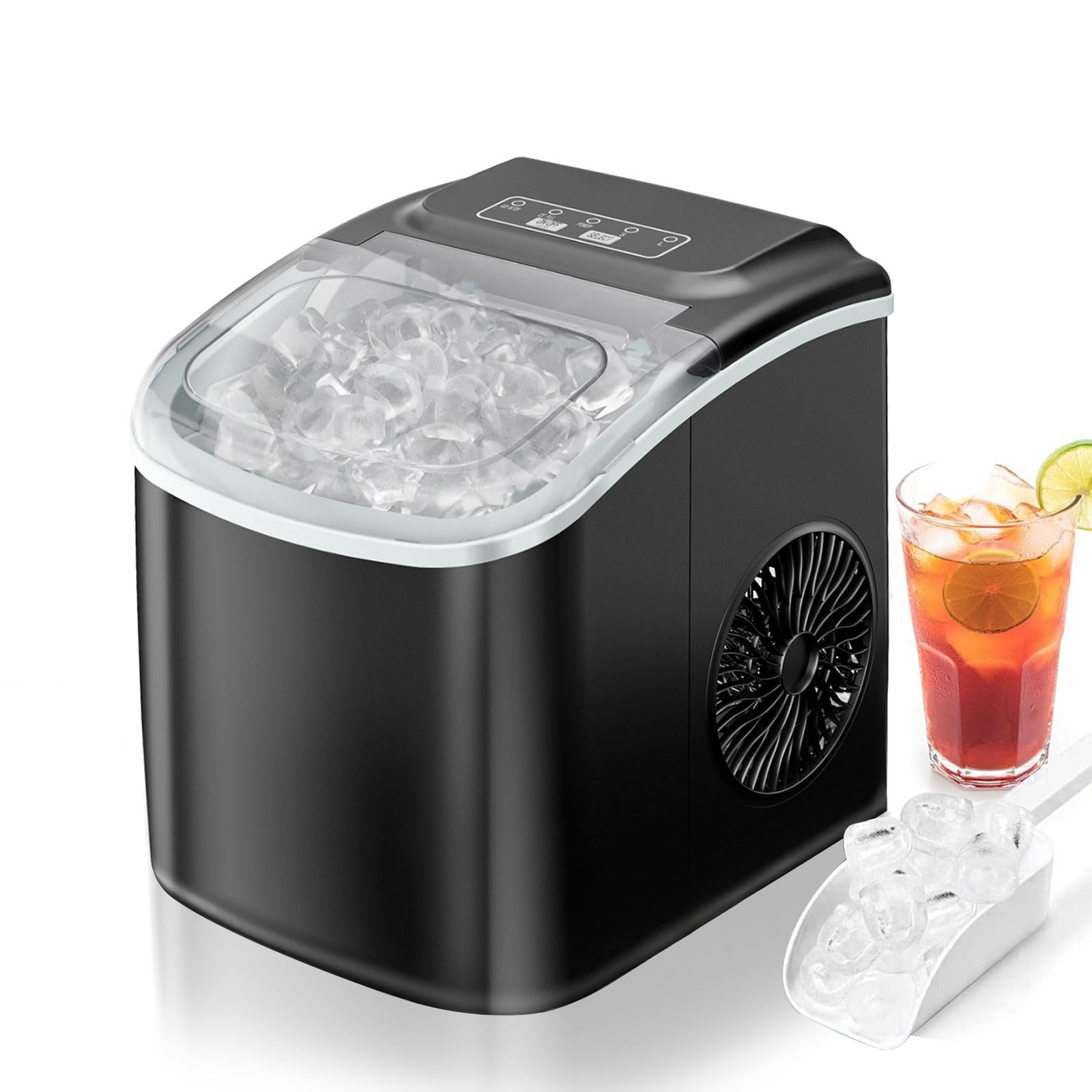 Doghly Ice Maker Countertop, 33lbs/Day Portable Ice Machine With 1.5l Detachable Water Tank, 16 Ice Cubes In 5-18 Mins, 24h Timer, Self-Cleaning Ice Cube Maker For Home, Kitchen, Office on Fridge.com - View 1