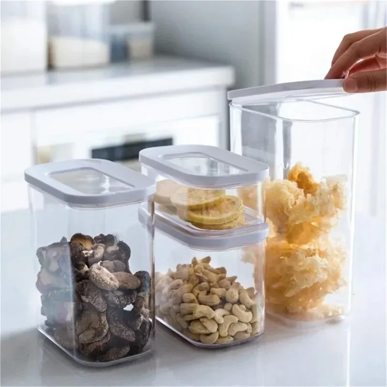 Scatola di immagazzinaggio sigillata in plastica da 3 pezzi Contenitore for alimenti Per Biscotti(2000ml)