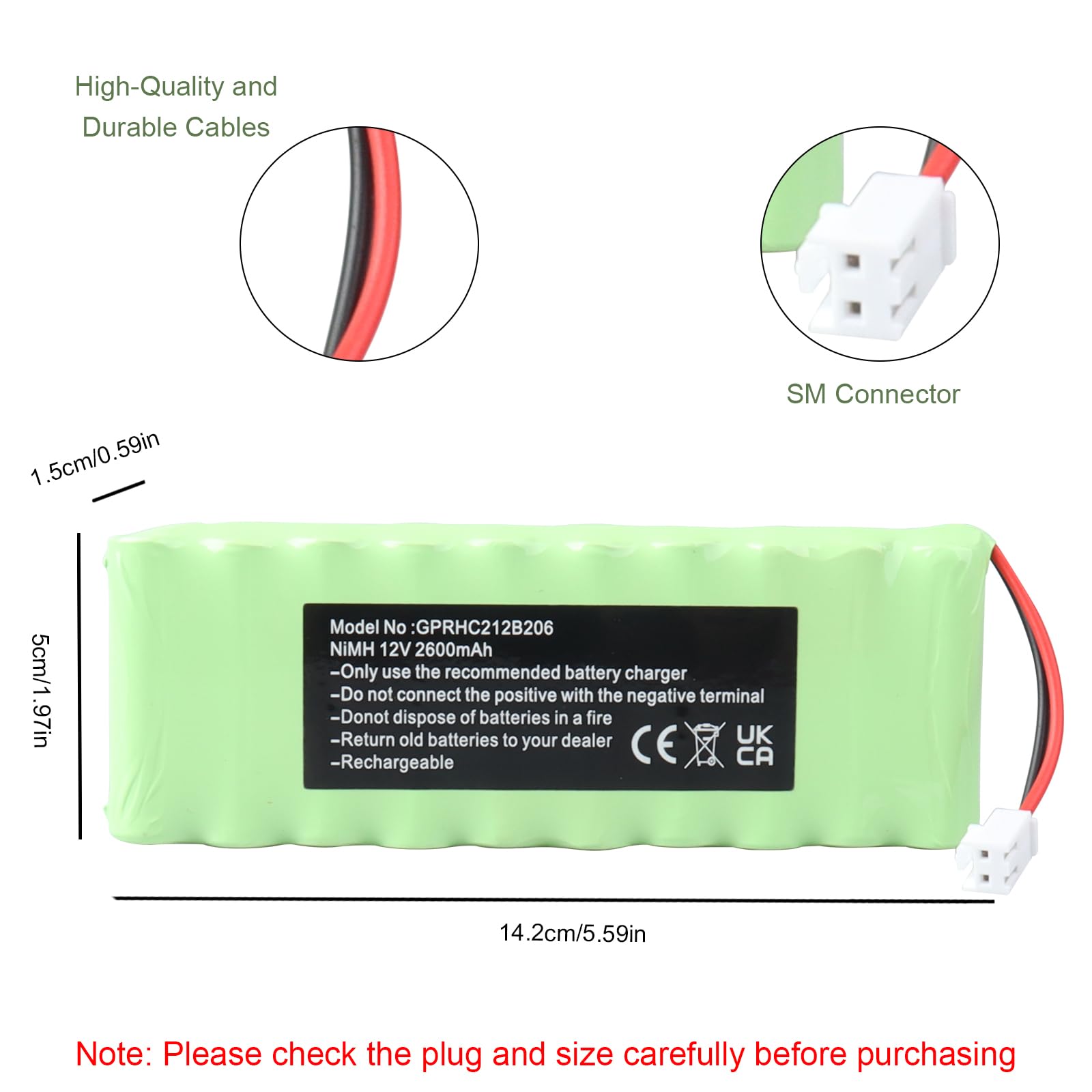 Batterie NiMH MXJFYY 12 V 2 600 mAh pour volet Roulant Roto GP210AAHCB10BMX, GPRHC212B206, WDT-S RT2-SF, Radio Solaire G2/G3/G4, vidéosurveillance, volet Roulant extérieur ZRO SF, ROTO ZEL