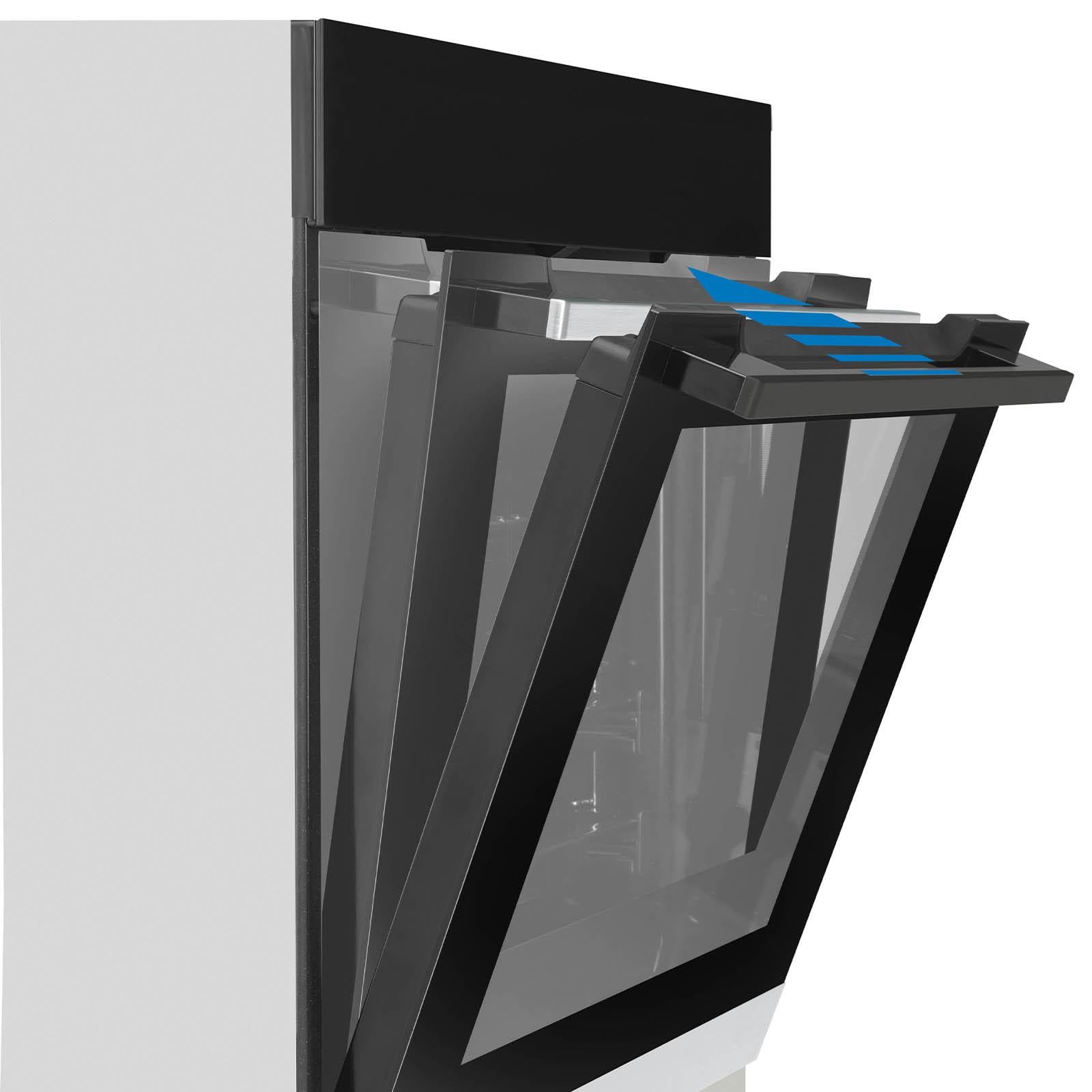 Oranier Einbau-Backofen 60 cm mit 9 Funktionen, versenkbaren Knebeln, 3D Heißluft, Ober-/Unterhitze, Umluft-Grill, Auftaufunktion, Timer, Vollglas-Innentür & CLEAN UP-Emaillierung