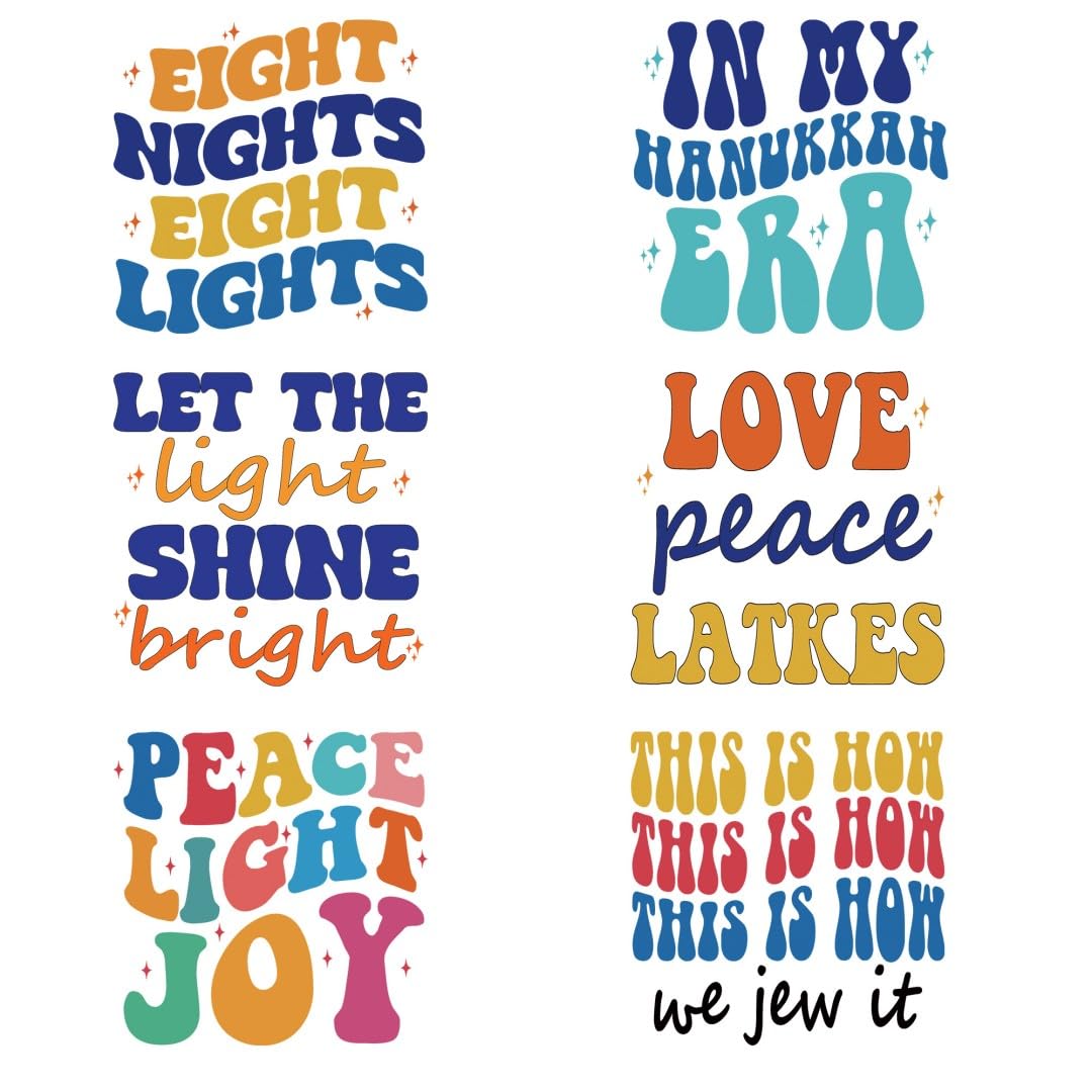 Hanukkah Iron Transfer Patch Heat Transfer Sticker Vinyl Design Iron Applique T-Shirt Clothing DIY Craft Applique Clothing Decoration (P1)