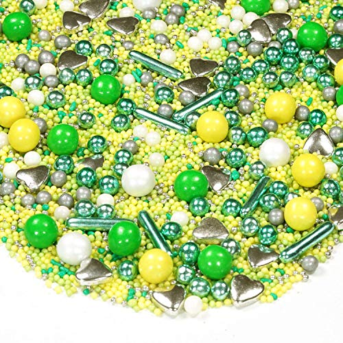 Sprinkles Flora amarillo verde plata 180 g STREUSEL GLÜCK coloridos sprinkles de azúcar para hornear como decoración de… - Imagen 3