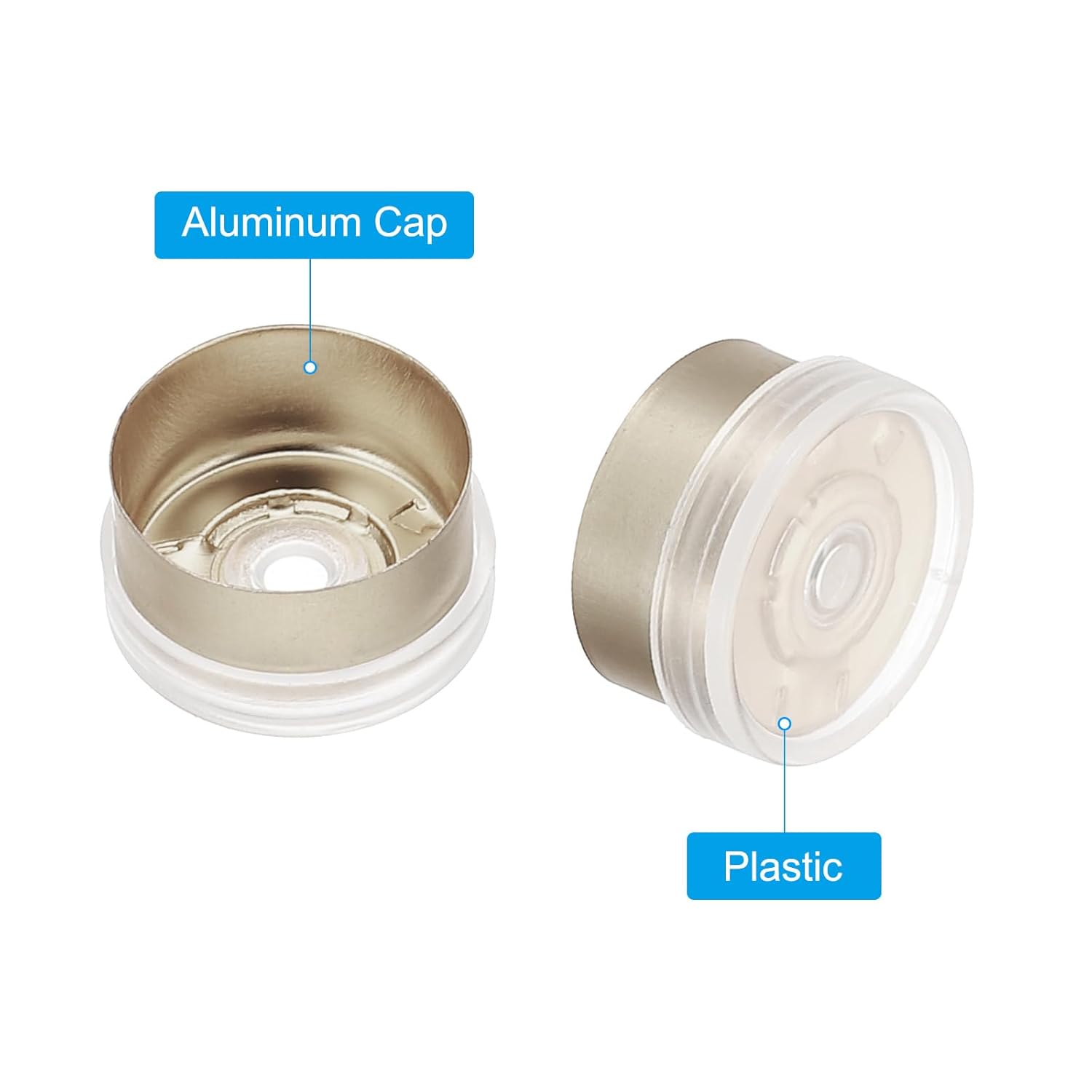 PATIKIL 13mm Flip Off Caps, 200 Pcs Flip Off Caps Flip Off Seals Flip Off Vial Seals Plastic Aluminum Caps Cover for Glass Vial Laboratory, Golden