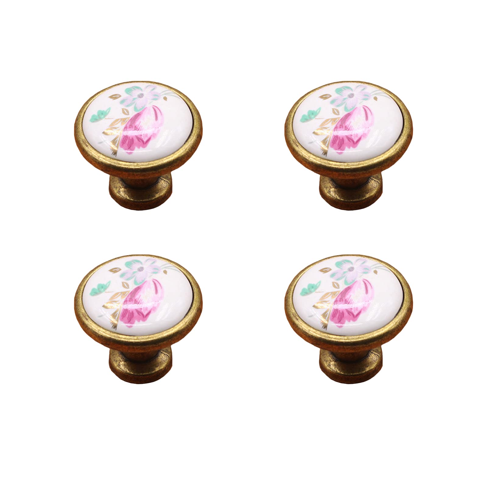 SagaSave 4PCS DIY Vintage Antique Ceramic Door Knob Drawer Pull Handle Cabinet Cupboard Wardrobe Door Pull for Kitchen Cupboards, Dressers, Wardrobes, Cabinets