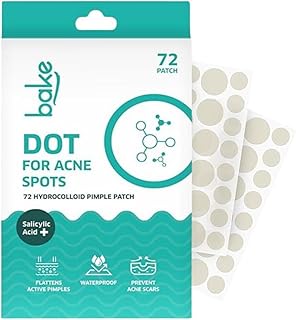 BAKE 2% Salicylic Acid Hydrocolloid Pimple Patches (72 Dots) | Absorbs Oil, Prevents Acne | Waterproof Patches | For Acne,...