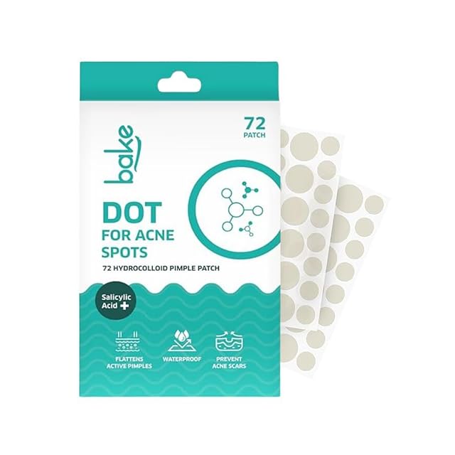 BAKE Salicylic Acid Pimple Patches 72 Dots Hydrocolloid Waterproof Acne Treatment All Skin Types