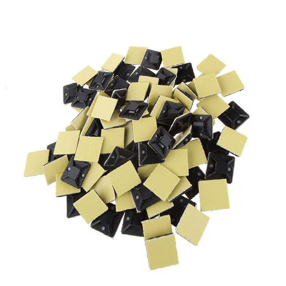 Electrical4all Black & Yellow 20Mm Self Adhesive Cable Tie Wire Base Mounts Stick Black Yellow (100)