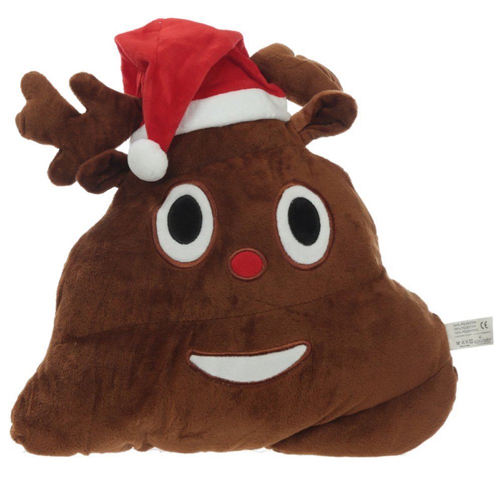 Puckator Brown Emotive Reindeer Poop Christmas Cushion