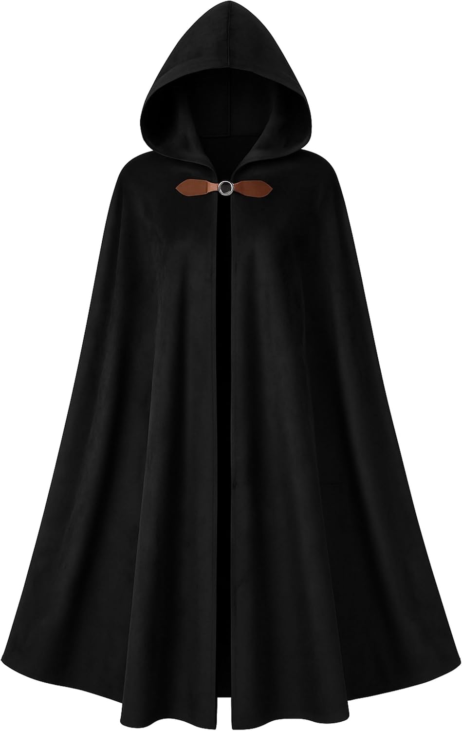 Men's Medieval Hooded Cloak Velvet Cape Halloween Cosplay Renaissance Wizard Robe Fantasy Costume Women