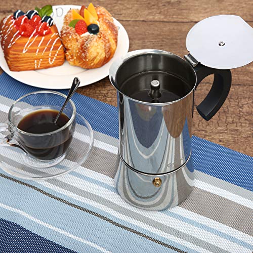 Stovetop Espresso Maker Moka Pot, Godmorn Italian Coffee Maker Percolator, 300ml/10oz/6 cup (espresso cup=50ml), Stainless Steel, Suitable for Induction Cooker, Thicken Wall, Heat Insulated C Handle - Thumbnail 5