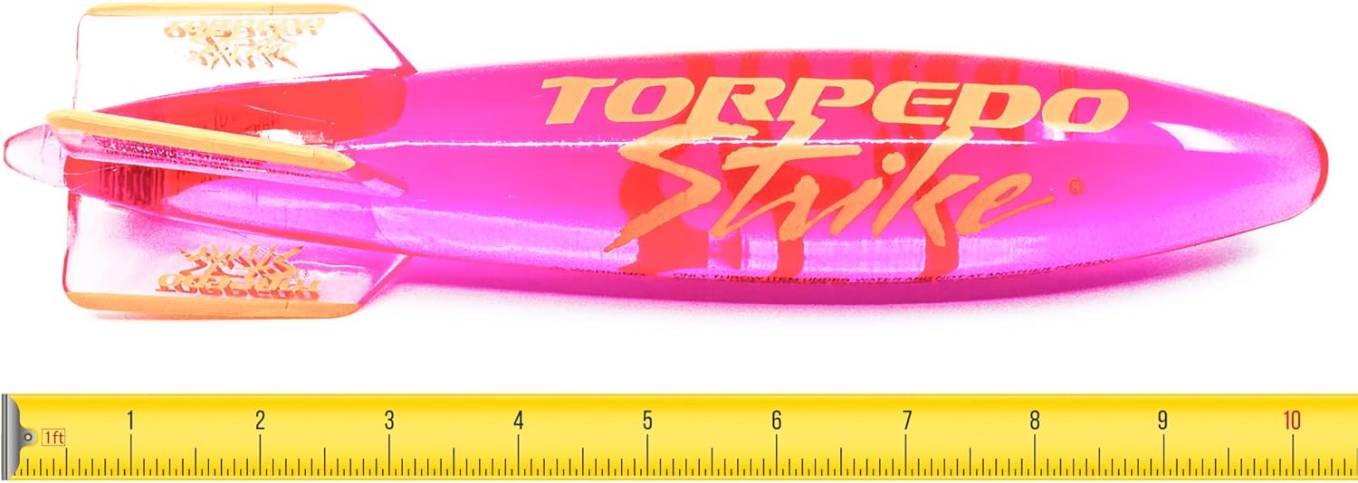 SpinFin 10.25" Large Pool Torpedo Rocket Spins & Glides Up to 30 Feet Like Underwater Football for Under Water Passing Games Underwater Torpedo Diving Toy Glider (Translucent Pink)