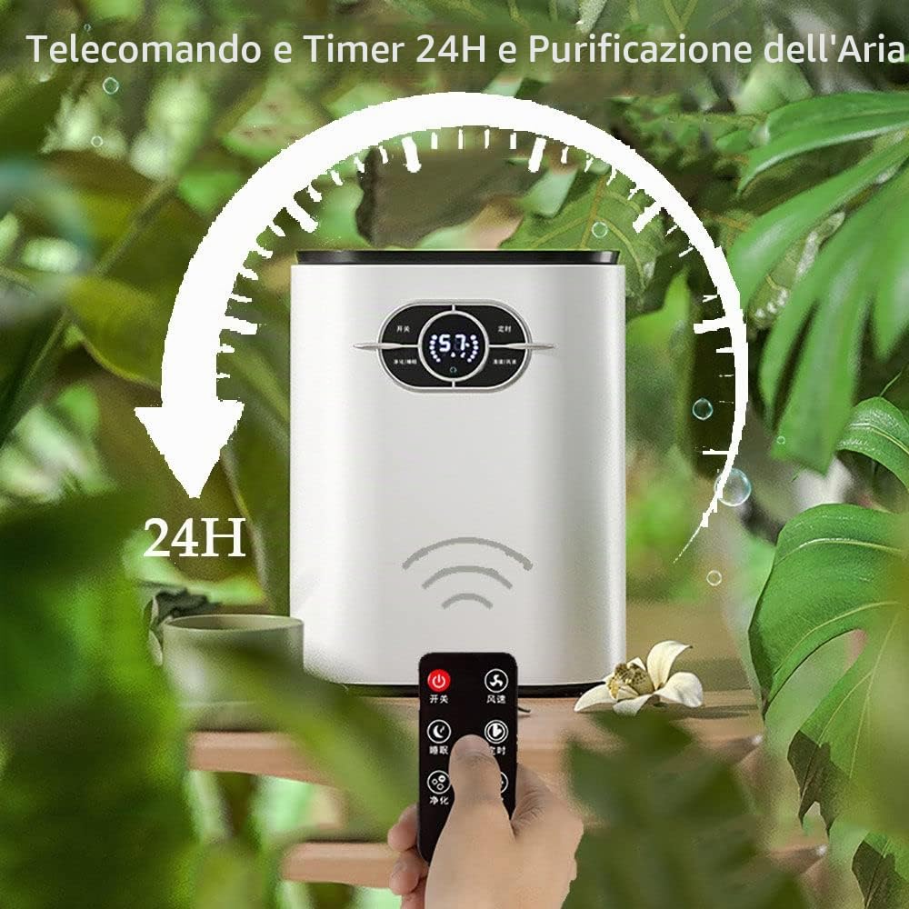 Deumidificatore portatile, piccolo, elettrico, assorbe l'acqua, con telecomando, timer e tubo di scarico, ultra silenzioso per camera da letto, bagno, cantina