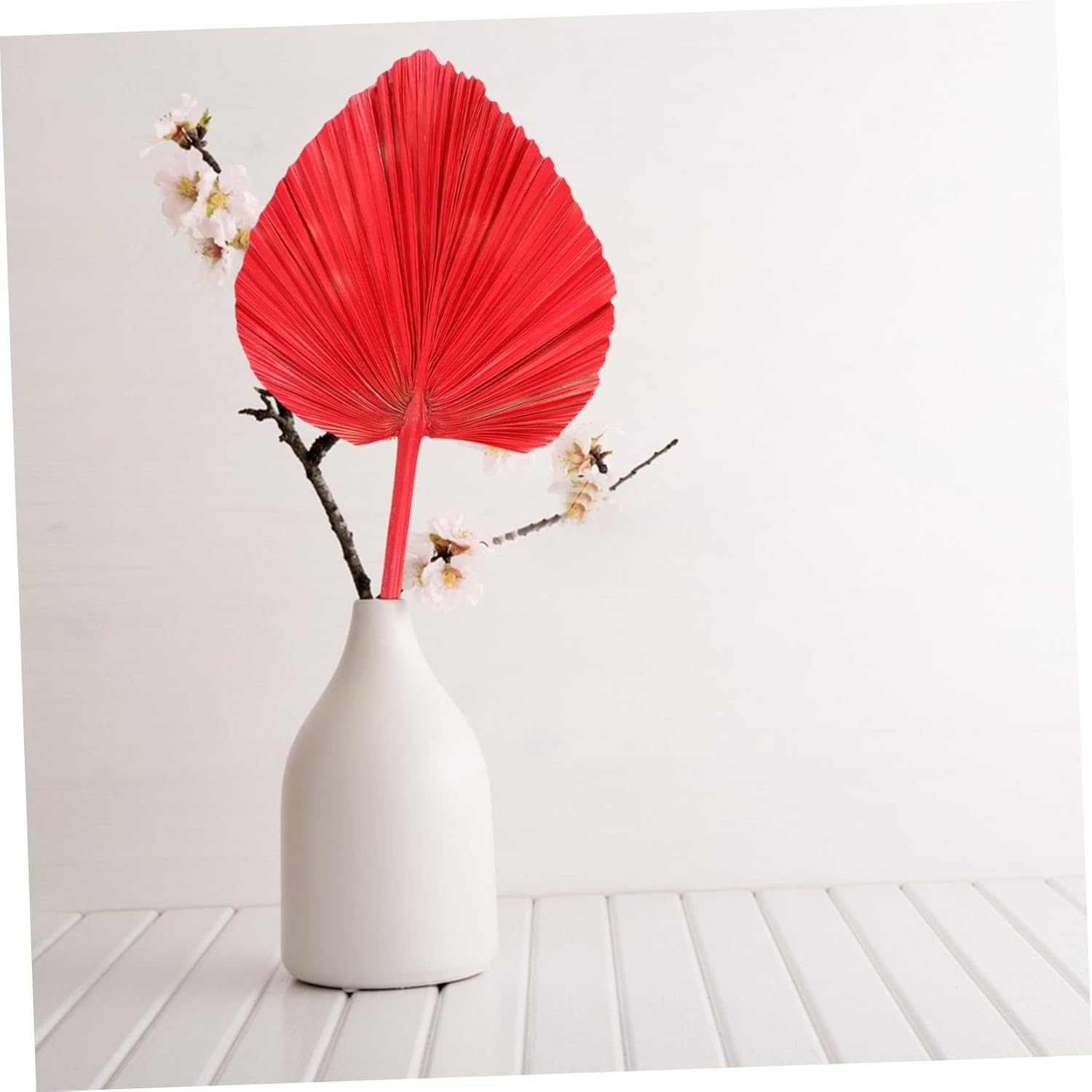 UKCOCO Natural Dried Palm Leaf Decor Boho Faux Palm Fan for Wedding Photography Prop Flower Adornment Indoor Outdoor Decoration with Chic Vivid Craftsmanship