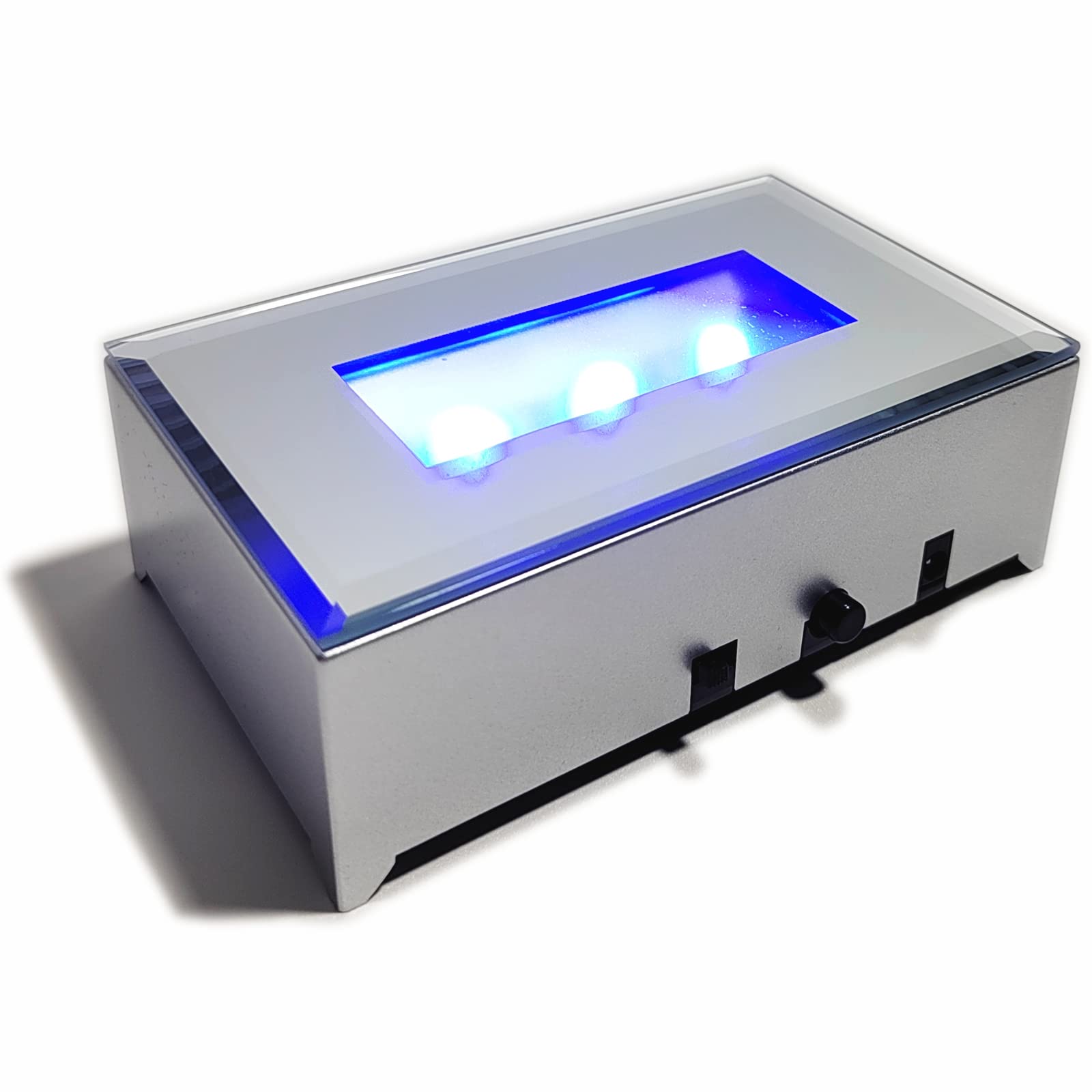 LED Light Display Stand Base for 3D Crystal Glass Art,Room Decoration and Holiday Casual Atmosphere Ornament Lamp- 4.5 Inch Rectangular Illuminated Holder Colorful Lights (Silver)