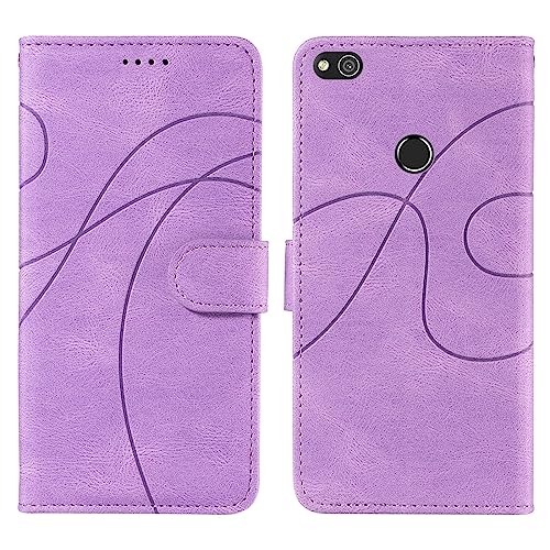 Funda con tapa para teléfono compatible con Huawei P8 Lite 2017, ranura para tarjetas, desmontable, funda multifuncional compatible con Huawei P8 Lite 2017 funda protectora (morado)