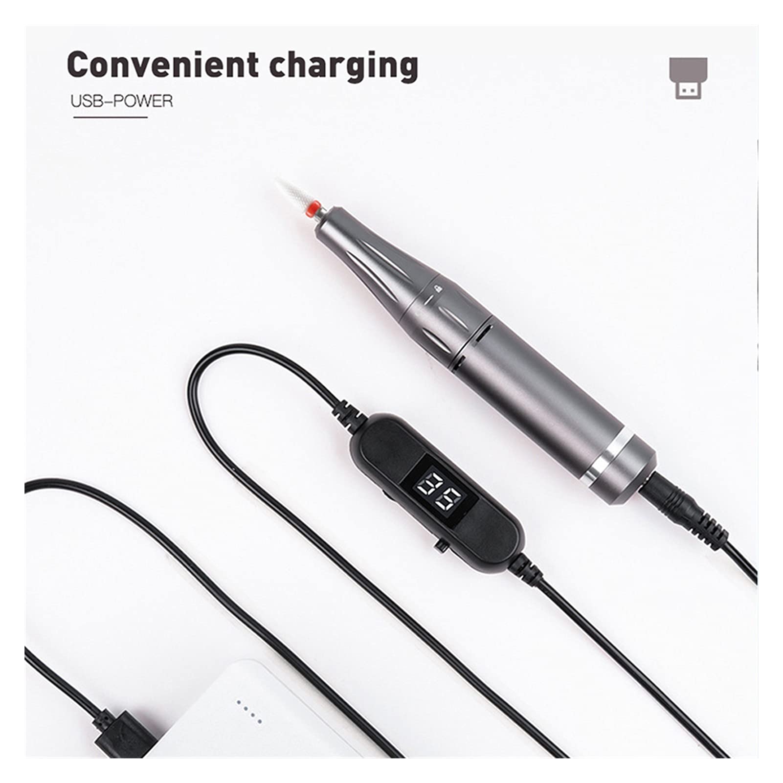 Máquina Perforadora de uñas 3500 0RPM Conjunto de máquinas Taladro uñas eléctricas portátil Polaco Gel Quitar Molino Cortador para Herramientas pedicura la máquina manicura(Silver Set)