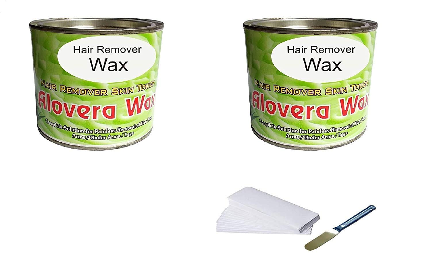 SHRAJS Waxing Kit | Aloe Vera Wax 600 gm + 80 Waxing Strips + 1 Steel Knife | Waxing wax Aloe Vera + Spatula (Pack of 2)