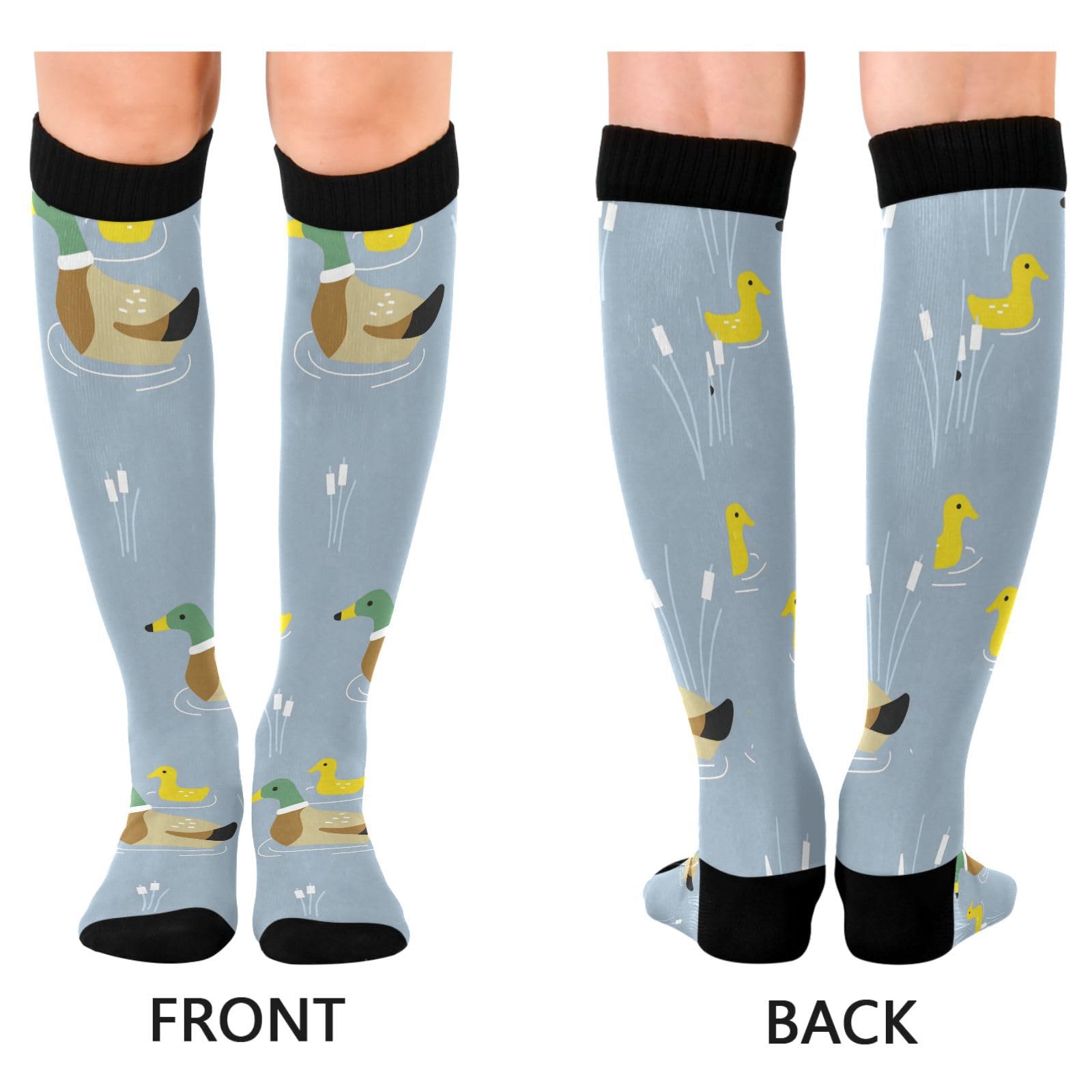 Mallard Ducks Wild Ducklings Compression Socks for Women Men Christmas Circulation Long Knee Socks for Winter Warm Stockings Socks