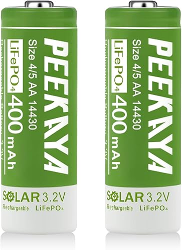 Miniatura 8 de Paquete de 2 baterías recargables LifePo4 14430 de 3.2 V 400 mAh para luz solar Ourdoor Gardan, ecológica y segura
