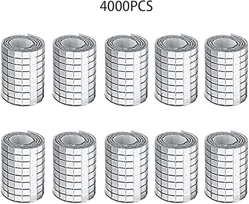 Miniatura 3 de PHEZEN Azulejos de mosaico autoadhesivos, 4000 unidades, azulejos de mosaico de espejo de vidrio, azulejos de espejo cuadrado, azulejos de disco