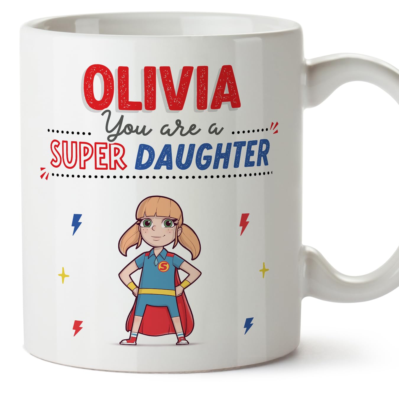 MUGFFINS Personalised Mug for Daughter - in English - You are Super! - Funny Custom Gift - Ceramic 11oz Mug