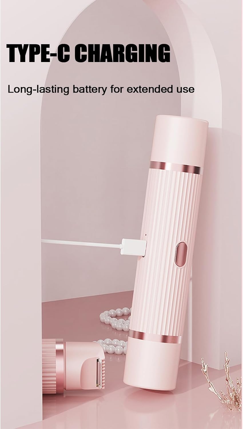 Double Head Hair Trimmer Full Body Washable Type-C Charging Quiet Design Rounded Blades Women's Hair Remover Pink Purple Options (Purple)