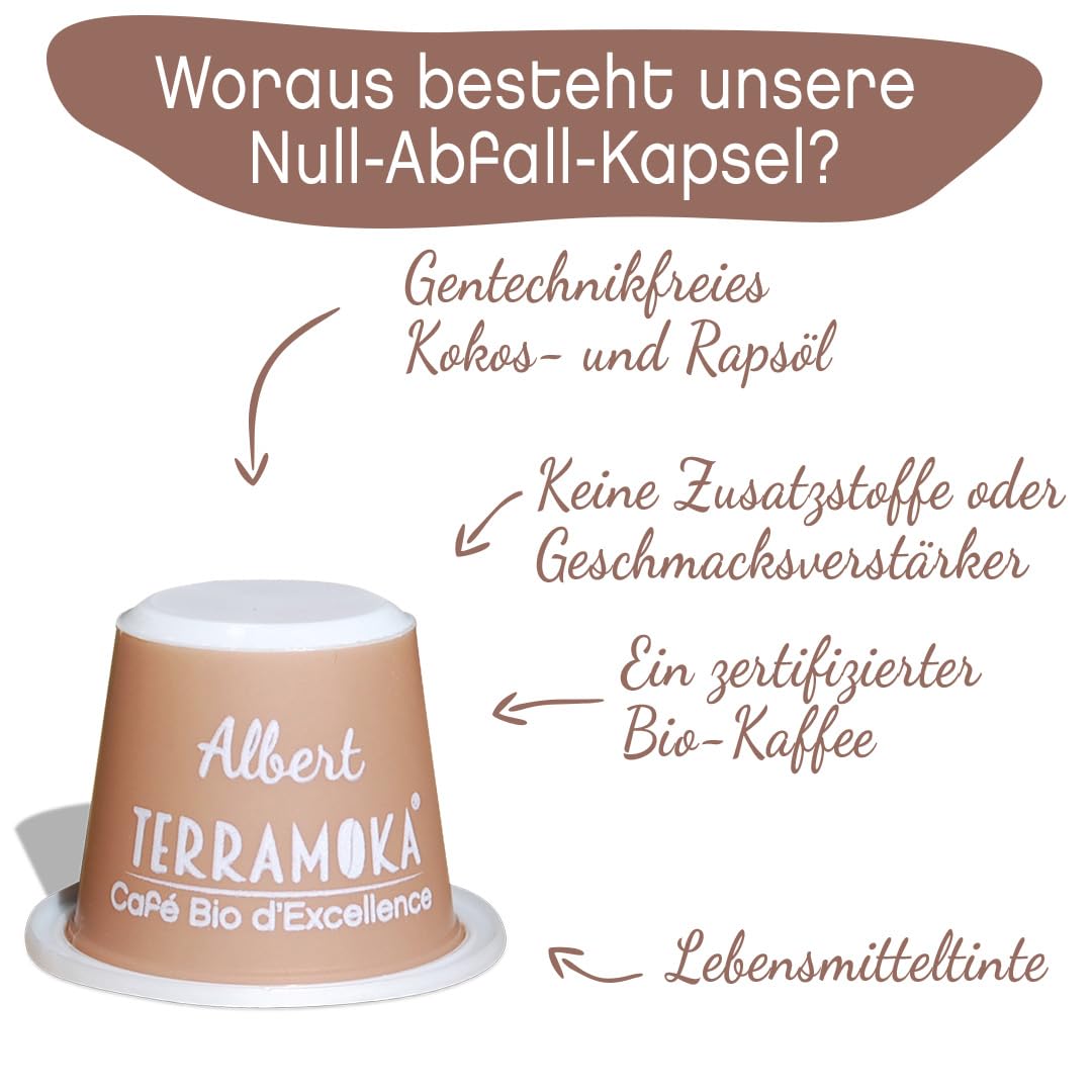 TERRAMOKA - Exzellenter Bio-Kaffee - 100% reiner Arabica aus Peru - Fruchtig, nuanciert und rassig - 300 Kapseln Kompatibel Zero Waste - Mr Albert- Frankreich