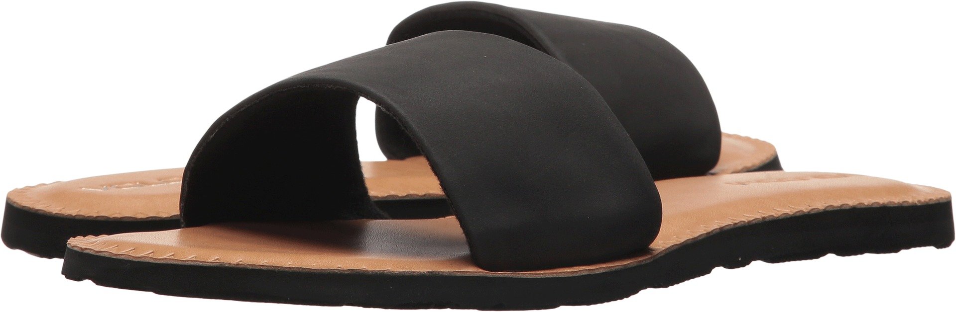 Volcom Women's Simple Slide Sandals – Cushioned Synthetic Leather Strap Slides With Padded Footbed