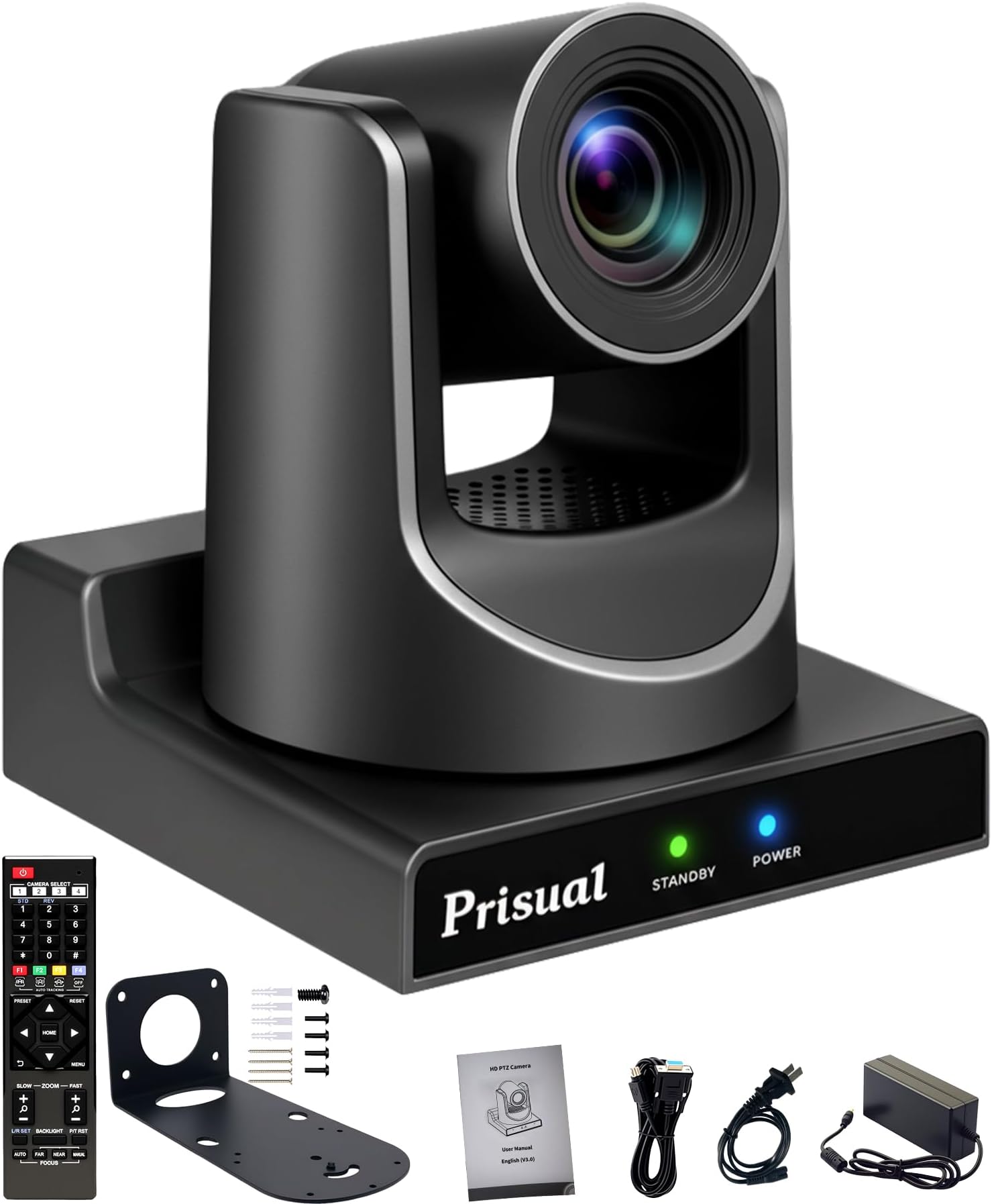 Prisual PTZ Camera 20X SDI/HDMI/USB/IP Streaming Outputs, Auto Tracking for Church Worship Live Events Facebook YouTube PoE Support (Free 30-Minute Test for NDI HX3)