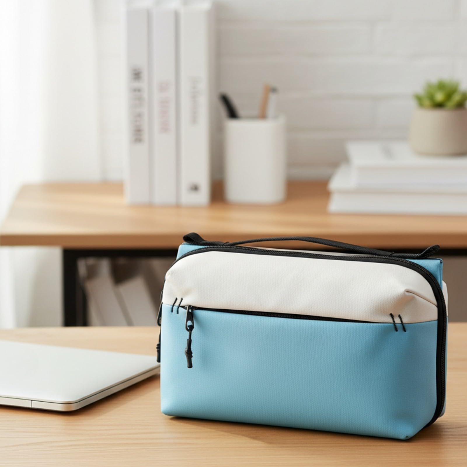 Estuche para Cables con Asa Portátil, Negro