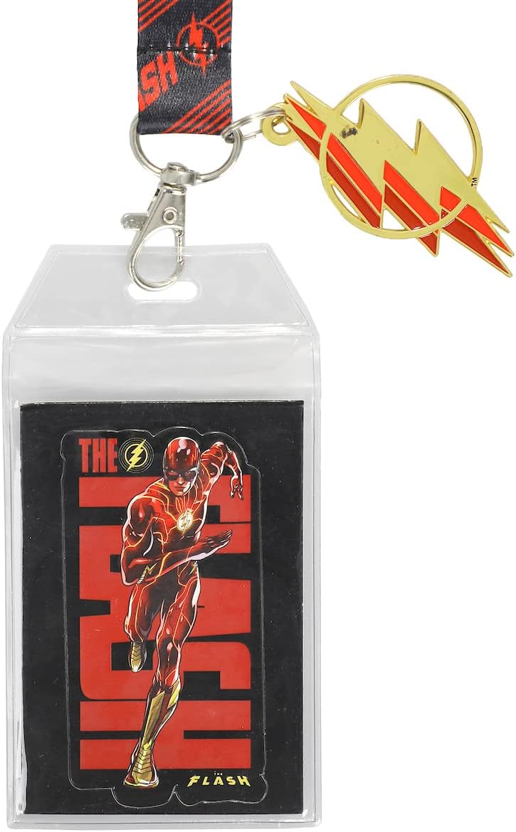 Bioworld The Flash Movie Lanyard with Breakaway Metal Charm and ID Sleeve