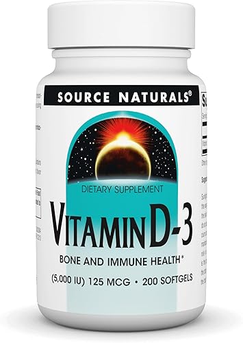 Source Naturals Vitamina D-3 5000 iu Apoya la salud ósea e inmunológica* - 200 cápsulas blandas