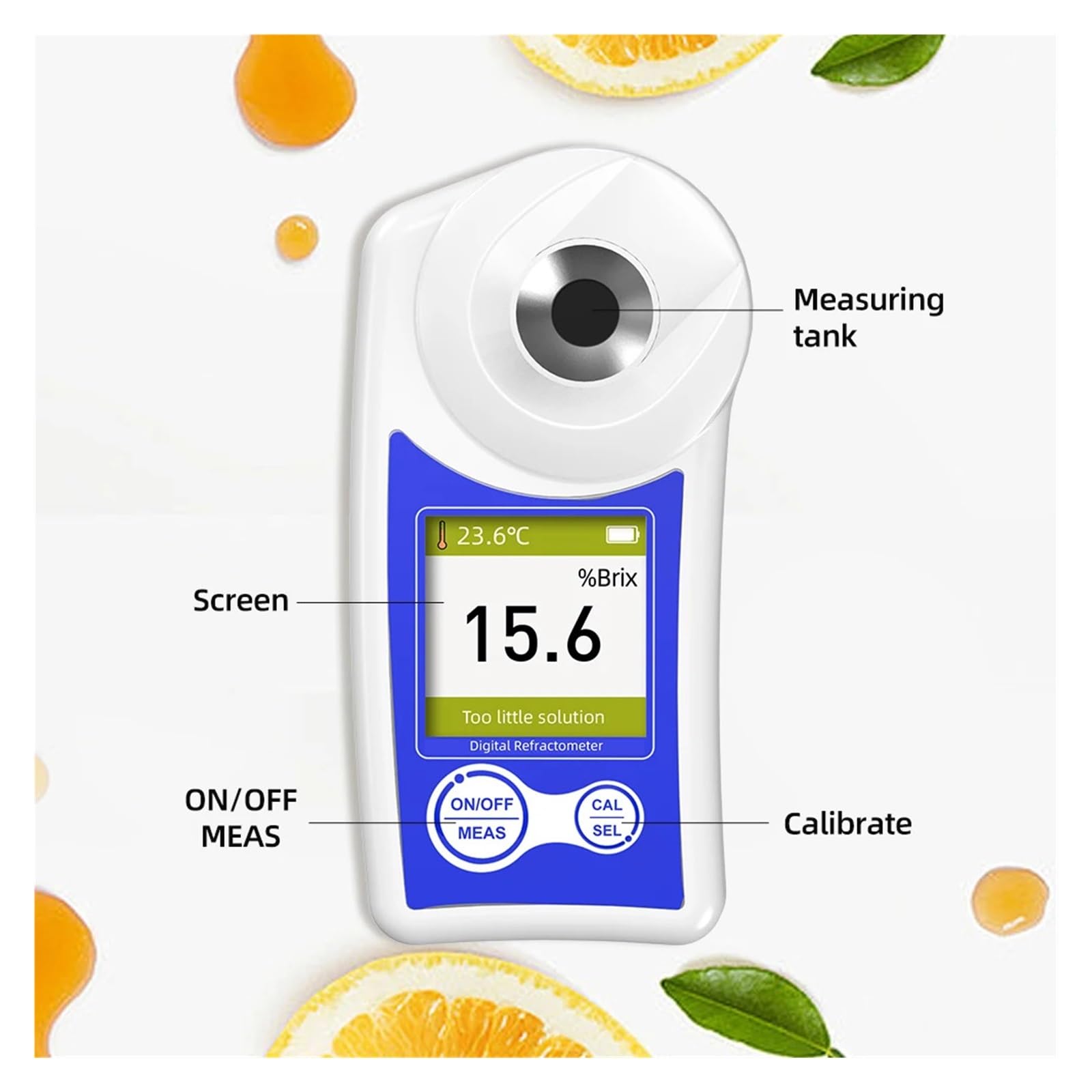 Medidor LCD Digital Refractómetro De Azúcar Precisión 0.2% Rango 0-55% Medir El Contenido La Cerveza Bebidas Frutas Respuesta RáPida