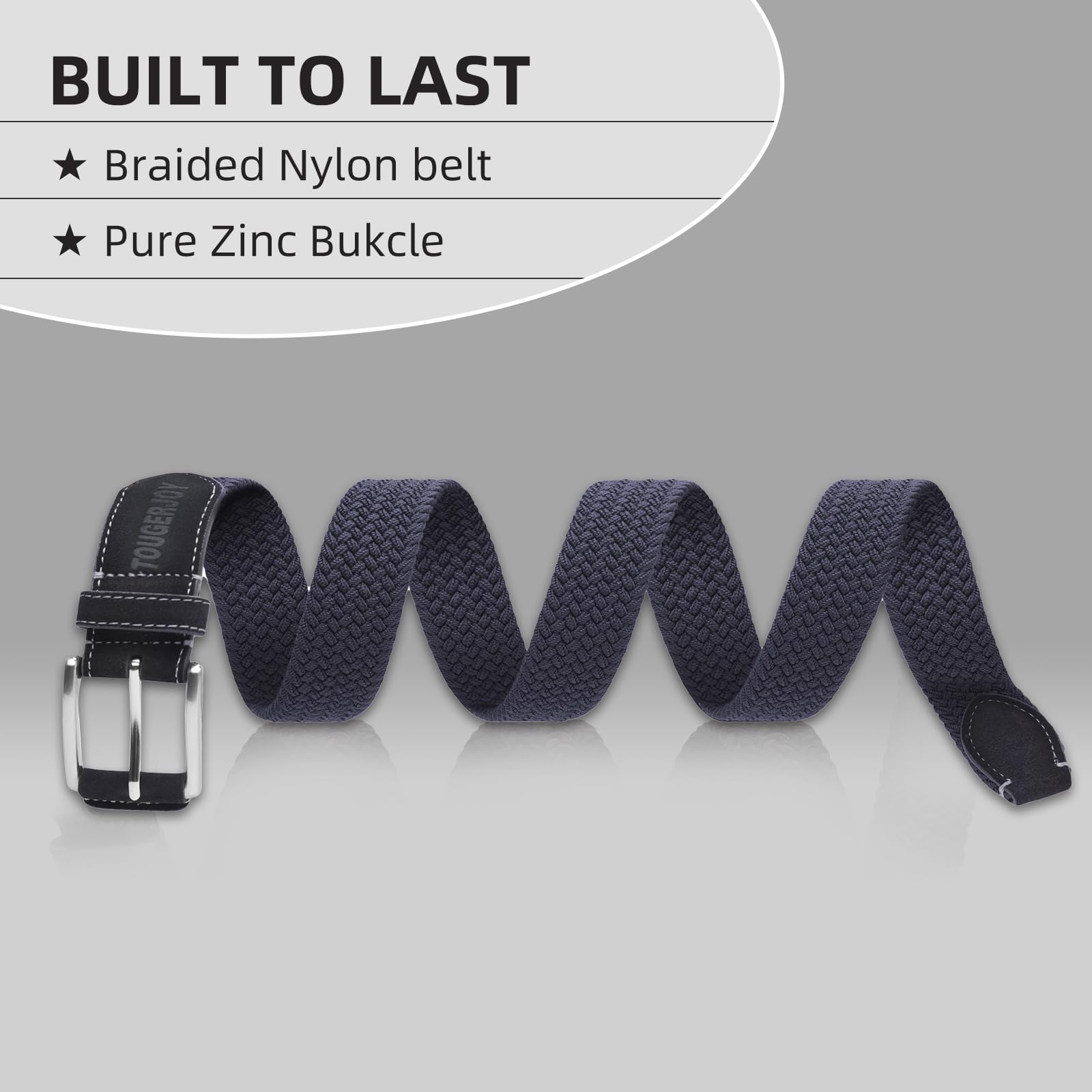 DALAYEA Stretch Braided Woven Belt for Men 2 Pack,Mens Gift Web Belt No Hole Elastic for Casual Golf Jeans,1.4