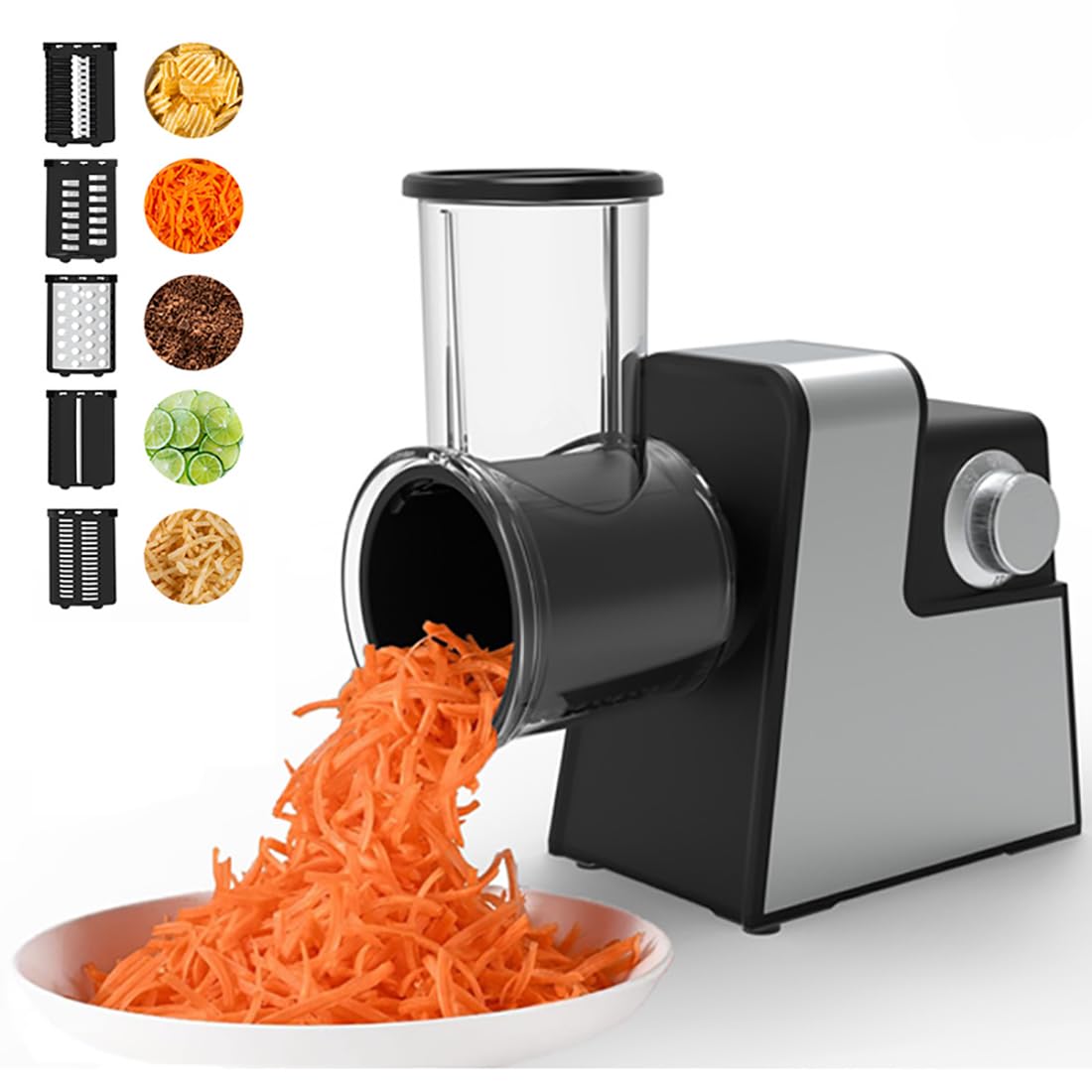 OLSKFUH Electric Cheese Grater And Vegetable Slicer, 400W Multifunctional Rotary Grater And Chopper, Stainless Steel Meat Grinder And Sausage Stuffer,