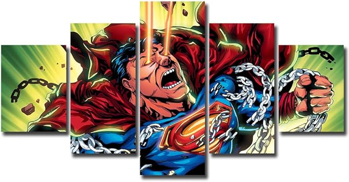 Amazon Co Jp 5パネル スーパーマン キャンバス アート コミック Dc Dc 宇宙 カルクリプトナイト レーザービーム スチール スーパーマン ウォール マルチピース プリント ホームデコレーション Framed Large ホーム キッチン