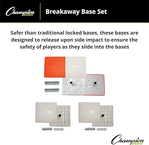 Miniatura 4 de Champion Sports Juego de base de béisbol de seguridad recreativa con Breakway Double First Base - Juego de base de seguridad de impacto de liberación