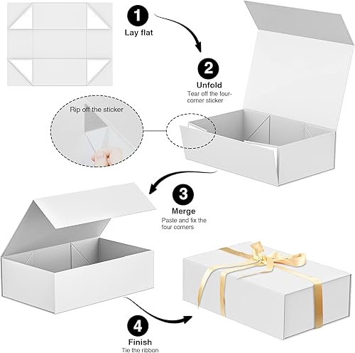 Miniatura 2 de HavrePac Paquete de 4 cajas de regalo grandes de 13.8 x 9 x 4.3 pulgadas, cajas de regalo de lujo con tapas, caja de regalo con cierre magnético