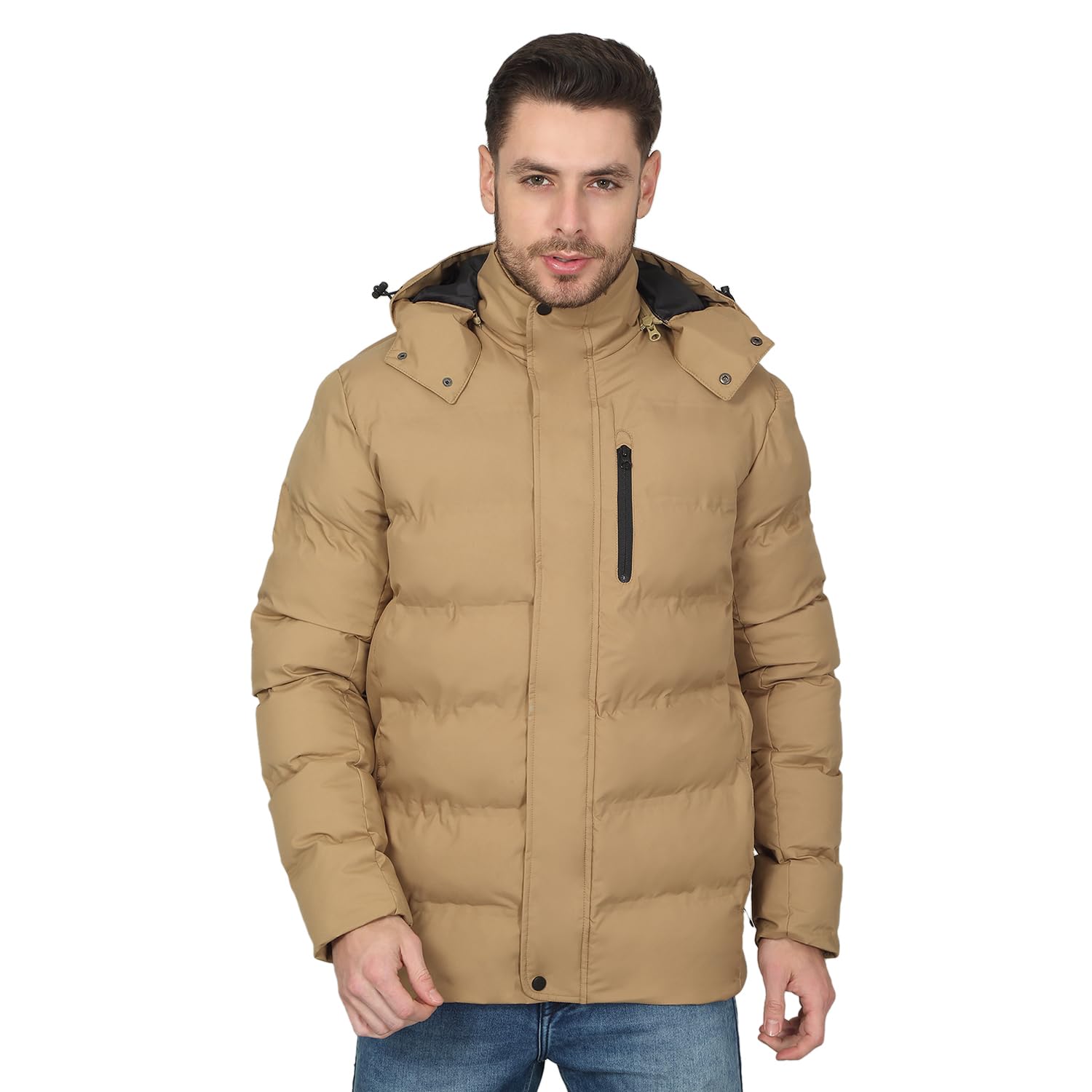 cantabil Solid Brown Full Sleeves Hooded Regular Fit Men's Casual Jacket | Casual Winter Jackets for Men | Mens Jackets for Winter Wear (P_MJKT00250)-picture-35